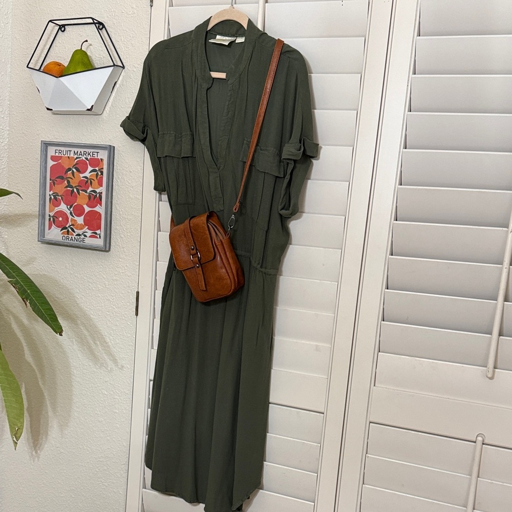 Meave by Anthropologie Olive Green Maxi Dress